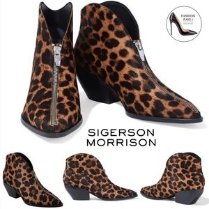 SIGERSON MORRISON Hamish leopard print calf hair ankle boot fashion booties 37.5
